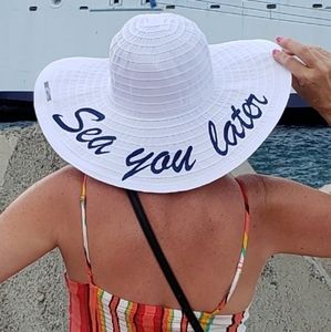 Sea You Later Packable Floppy Sun Hat White
